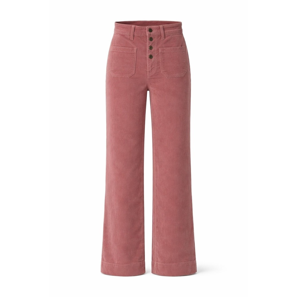 High-Waist Wide-Leg Corduroy Pants in Dusty Rose
